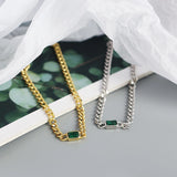 925 Sterling Silver Green Stone Bracelet Teen Punk 18k Jewelry