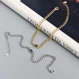 925 Sterling Silver Green Stone Bracelet Teen Punk 18k Jewelry