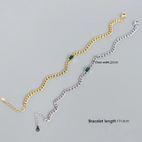 925 Sterling Silver Green Stone Bracelet Teen Punk 18k Jewelry