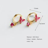 925 Silver Multi-color Butterfly Drop Earrings for Women
