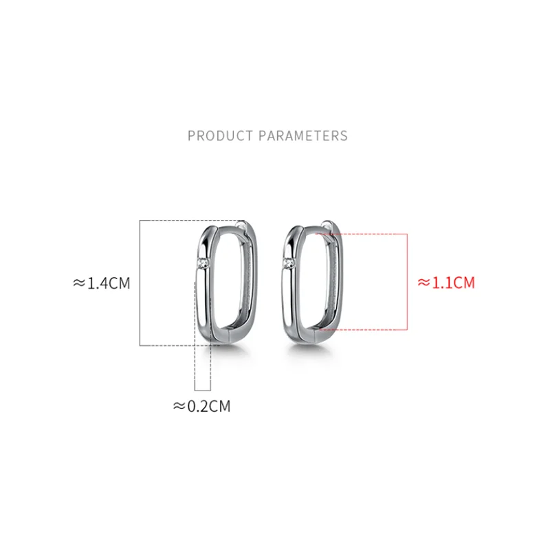 925 Silver Vintage Square Huggie Hoop Earrings for Women Men