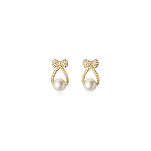 925 Silver Crystal Stone Bow Stud Earrings for Women Girl Party Jewelry