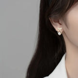 925 Silver Crystal Stone Bow Stud Earrings for Women Girl Party Jewelry