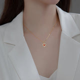 925 Silver Red Zircon Love Heart Pendant Necklace for Women