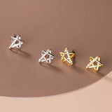 925 Silver Star Zircon Stud Earrings Wedding Party Jewelry Gift