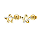 925 Silver Star Zircon Stud Earrings Wedding Party Jewelry Gift