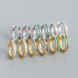 925 Silver Stone Huggie Hoop Earrings for Women