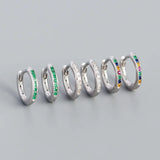 925 Silver Stone Huggie Hoop Earrings for Women