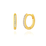 925 Silver Stone Huggie Hoop Earrings for Women