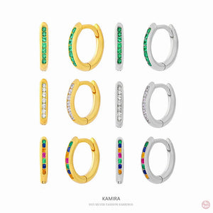 925 Silver Stone Huggie Hoop Earrings for Women