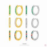 925 Silver Stone Huggie Hoop Earrings for Women