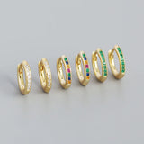 925 Silver Stone Huggie Hoop Earrings for Women
