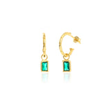 925 Silver Vintage Green Clear Zircon Dangle Earrings