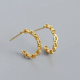 925 Silver Link Chain Stud Earrings Vintage Punk Jewelry