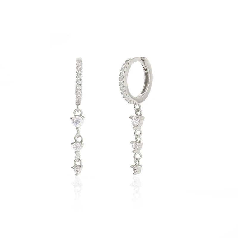 925 Sterling Silver Zircon Circle Drop Earrings for Women
