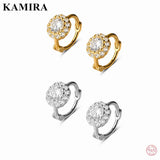 925 Silver CZ Zircon Round Stud Earrings for Women Wedding
