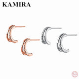 925 Silver Geometric Zircon Stud Earrings for Women Party