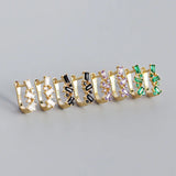 925 Silver Geometric Zircon Square Hoop Earrings for Women Men