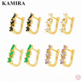 925 Silver Geometric Zircon Square Hoop Earrings for Women Men