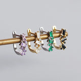 925 Silver Geometric Zircon Square Hoop Earrings for Women Men