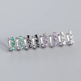 925 Silver Geometric Zircon Square Hoop Earrings for Women Men