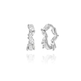 925 Silver Leaf Crystal Hoop Earrings Women Party Jewelry Gift