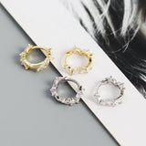 925 Silver Leaf Crystal Hoop Earrings Women Party Jewelry Gift