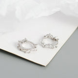 925 Silver Leaf Crystal Hoop Earrings Women Party Jewelry Gift