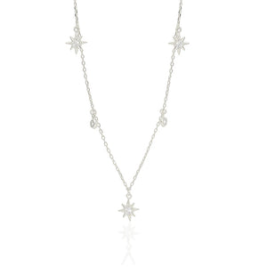 925 Silver Bohemian Zircon Star Necklace Women Vintage Choker Jewelry