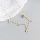 925 Silver Bohemian Zircon Star Necklace Women Vintage Choker Jewelry