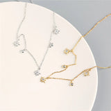 925 Silver Bohemian Zircon Star Necklace Women Vintage Choker Jewelry