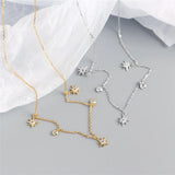 925 Silver Bohemian Zircon Star Necklace Women Vintage Choker Jewelry