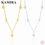 925 Silver Bohemian Zircon Star Necklace Women Vintage Choker Jewelry