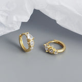 925 Silver Bohemian CZ Zircon Hoop Earrings for Women Men Party Punk Charms
