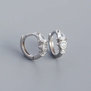 925 Silver Bohemian CZ Zircon Hoop Earrings for Women Men Party Punk Charms