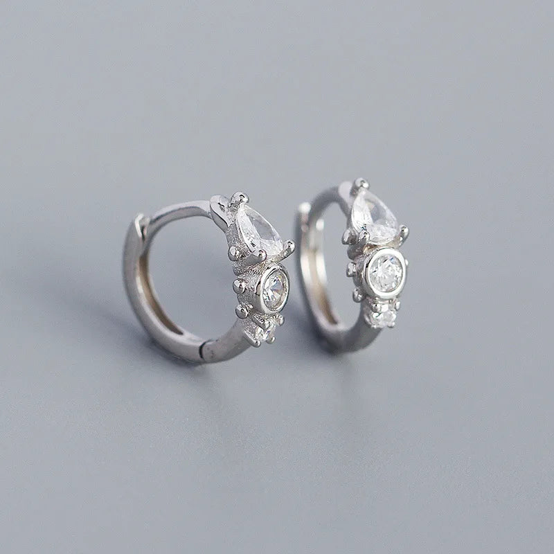 925 Silver Bohemian CZ Zircon Hoop Earrings for Women Men Party Punk Charms