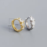 925 Silver Bohemian CZ Zircon Hoop Earrings for Women Men Party Punk Charms