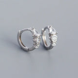 925 Silver Bohemian CZ Zircon Hoop Earrings for Women Men Party Punk Charms