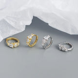 925 Silver Bohemian CZ Zircon Hoop Earrings for Women Men Party Punk Charms