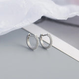 925 Silver Zircon Huggie Stud Earrings for Women Vintage Gothic Hoop Jewelry