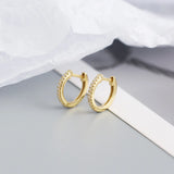 925 Silver Zircon Huggie Stud Earrings for Women Vintage Gothic Hoop Jewelry