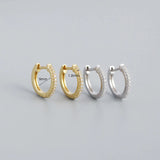925 Silver Zircon Huggie Stud Earrings for Women Vintage Gothic Hoop Jewelry