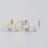 925 Silver Zircon Huggie Stud Earrings for Women Vintage Gothic Hoop Jewelry