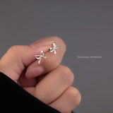 925 Silver Bow Piercing Earrings for Women Sweet Wedding Banquet Jewelry