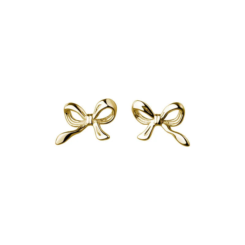 925 Silver Bow Piercing Earrings for Women Sweet Wedding Banquet Jewelry