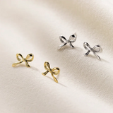 925 Silver Bow Piercing Earrings for Women Sweet Wedding Banquet Jewelry