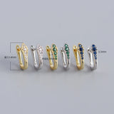 925 Silver U Zircon Hoop Earrings for Women Party Cuban Retro Jewelry