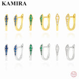 925 Silver U Zircon Hoop Earrings for Women Party Cuban Retro Jewelry