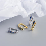 925 Silver U Zircon Hoop Earrings for Women Party Cuban Retro Jewelry