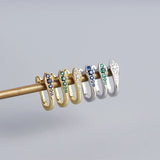 925 Silver U Zircon Hoop Earrings for Women Party Cuban Retro Jewelry